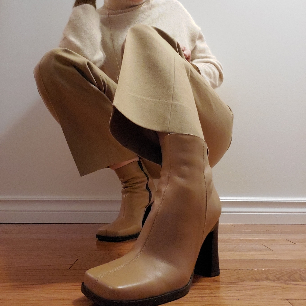 VINTAGE Aldo Square-Toed Leather Ankle Boots Size 6.5